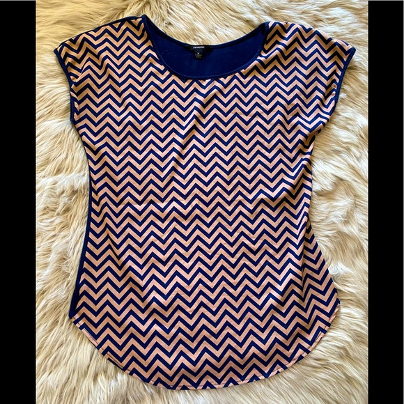 Espresso Abstract Print Chevron Navy Blue & Dusty Pink w Solid Navy Bac… - Picture 6 of 11